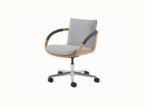 Full Loop office chair with five-star base on casters and leather-wrapped arms.