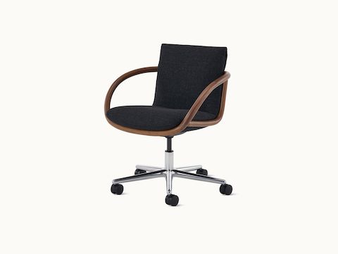 Full Loop office chair in Walnut and Graphite on five-star base with casters.