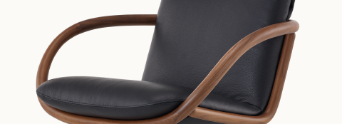 Full Loop Chair in Walnut and Black Leather.