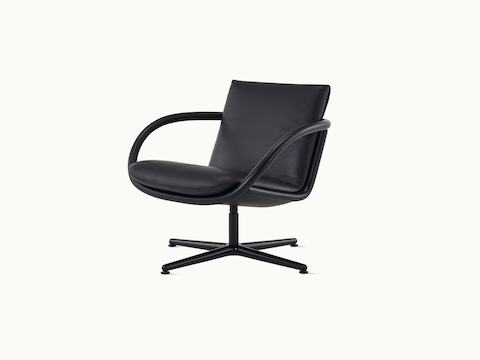 Full Loop Lounge Chair in Black Leather with black base.