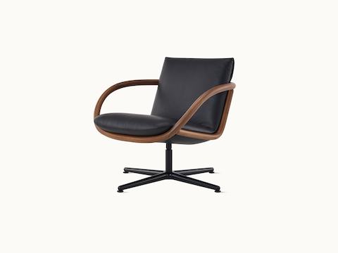 Full Loop Lounge Chair in Walnut and Black Leather.