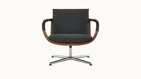 Front view of Full Loop Lounge Chair in Walnut with four-star base.