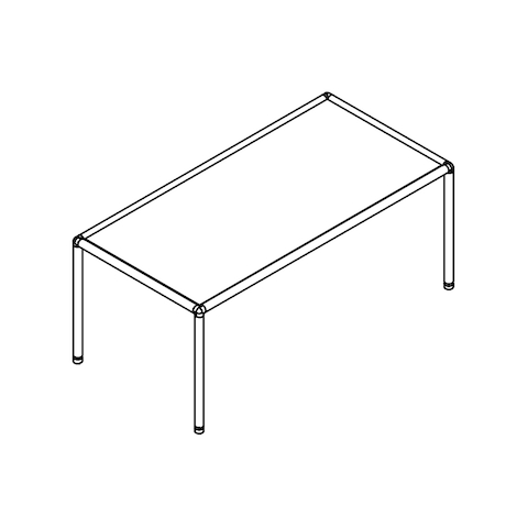 Line drawing of a rectangular Full Round coffee table, viewed from above at an angle.