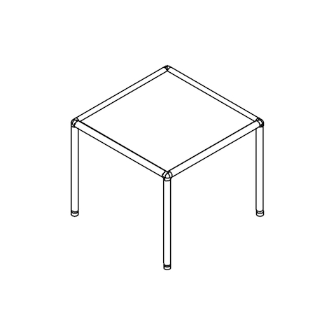 Line drawing of a square Full Round side table, viewed from above at an angle.