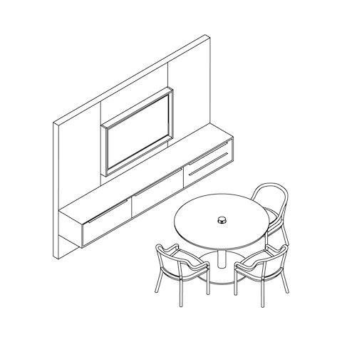 A line drawing - Media Wall + Axon Meeting Table