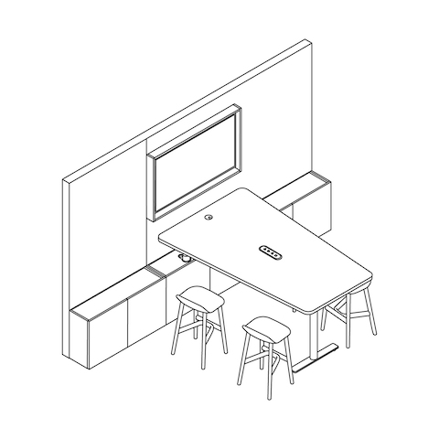 A line drawing - Media Wall + Conference Runoff