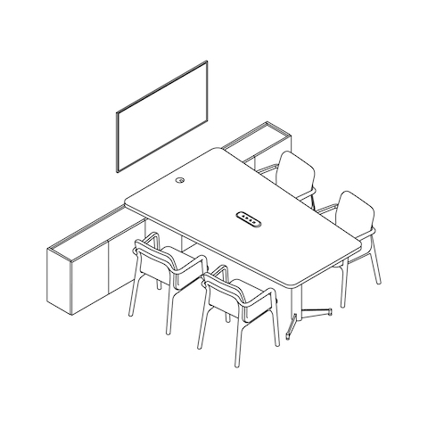 A line drawing - Utility Cabinet + Conference Runoff