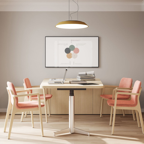 Geiger One Meeting and Huddle Room in White Ash with Deft Chairs. Geiger One Meeting and Huddle Room in White Ash with Deft Chairs.