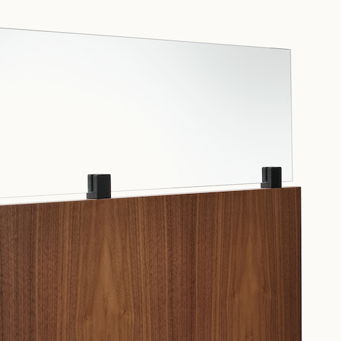 Geiger One Casegoods Glass Gallery and Privacy Panel with clip.