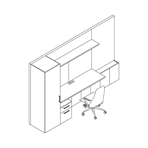 A line drawing - Associate Office–Workwall