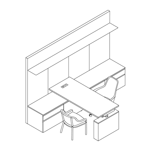 A line drawing - Manager Office–Workwall + Runoff