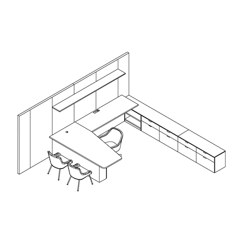 A line drawing - Partner Office–U-Shape