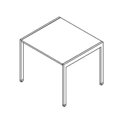 Line drawing of an H Frame side table, viewed from above at an angle.