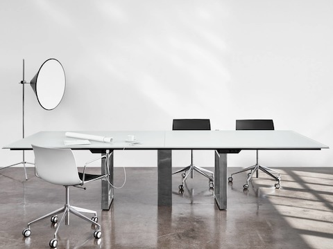 Highline Conference Table by DatesWeiser with Undermount Power in a Conference Room setting.