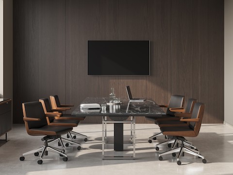 Highline Conference Table by DatesWeiser in a Conference Room setting with Highline 25 Credenza.