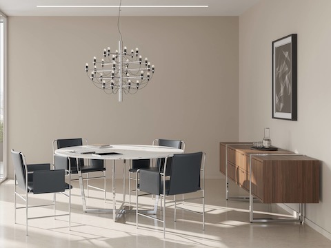 Highline Meeting Table by DatesWeiser in Meeting Room with Highline Credenza and Envelope Chairs.