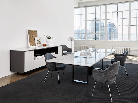 Highline Conference Table by DatesWeiser in a Conference Room setting with Highline 25 Credenza.