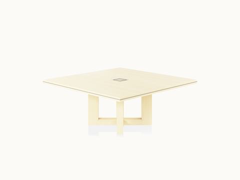 Highline 50 Meeting Table by DatesWeiser with custom Gery Palado top, technology drawer, angled view.