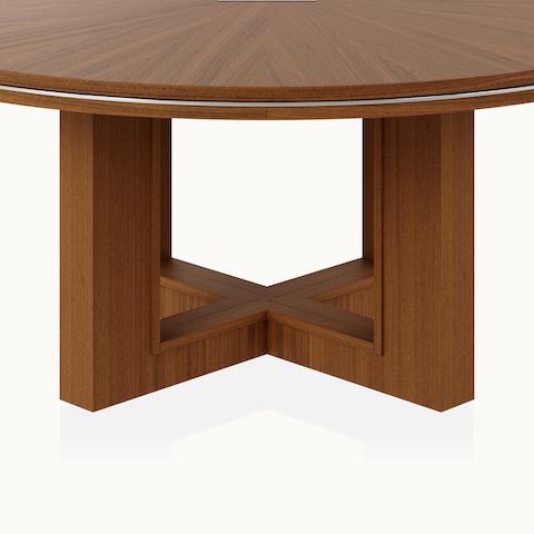 Highline 50 Meeting Table by DatesWeiser with Plain Sliced Walnut top and base, Black Metal trim, detail view.