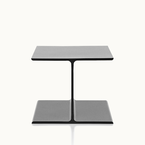 A black I Beam side table, oriented to display the cast-aluminum pedestal's upper and lower flanges.
