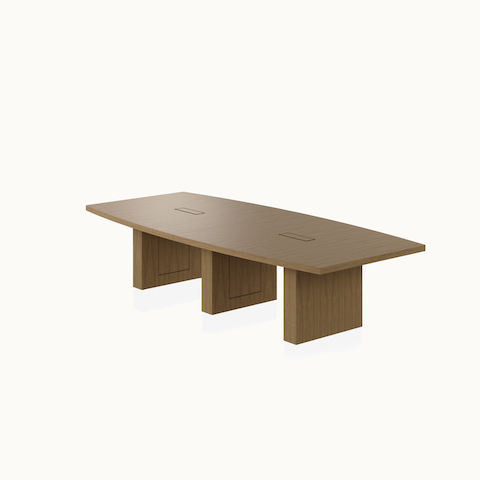 JD Conference Table by DatesWeiser with Plain Sliced Walnut Natural Veneer top, Satin Lacquer Jet Black Base, angled view.