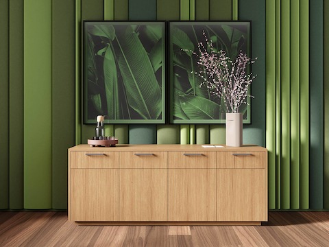JD Credenza by DatesWeiser against a green background, front view. 