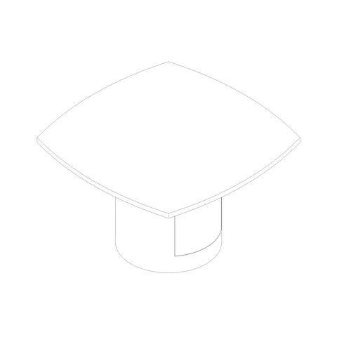 A line drawing - JD Meeting Table by DatesWeiser–Soft Square Top–Round Base