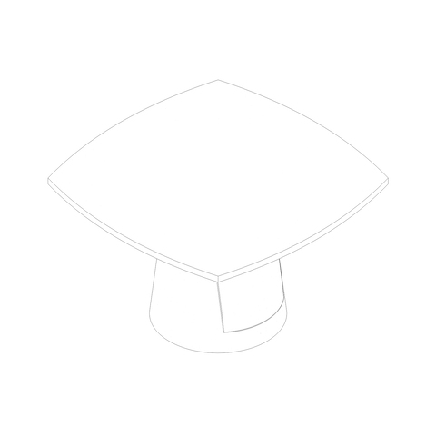 A line drawing - JD Meeting Table by DatesWeiser–Soft Square Top–Round Tapered Base