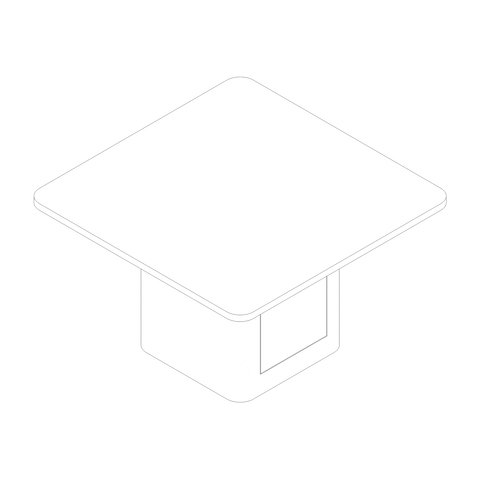 A line drawing - JD Meeting Table by DatesWeiser–Square Top With Rounded Corners–Square Base With Rounded Corners
