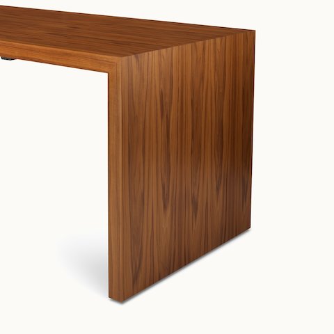 JD Waterfall Table by DatesWeiser in Walnut bar height, side detail view.