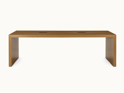 D Waterfall Table by DatesWeiser in Oak Counter Height, front view.