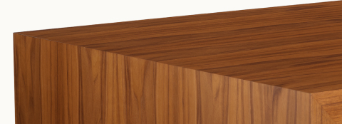 JD Waterfall Table by DatesWeiser in Walnut bar height, side detail view.