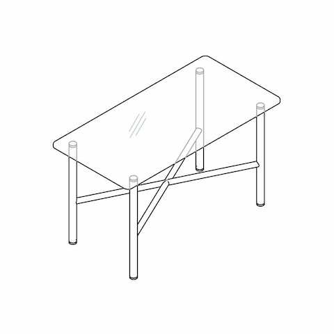 Line drawing of a Layer side table, viewed from above at an angle.