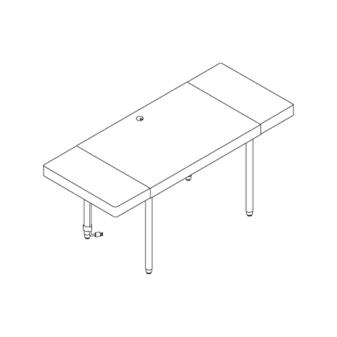 A line drawing - Leatherwrap Sit-to-Stand Desk–2 Drawers