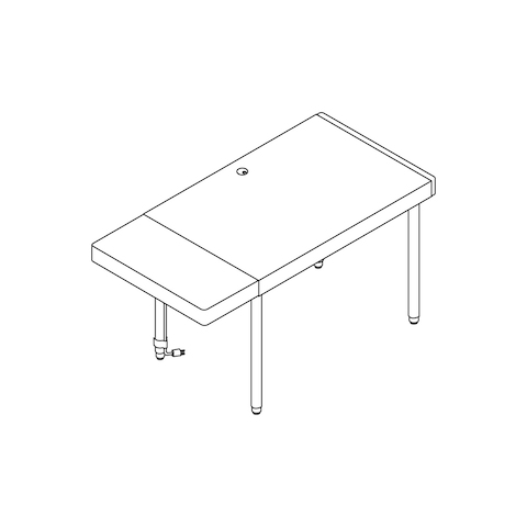 A line drawing - Leatherwrap Sit-to-Stand Desk–Drawer Left