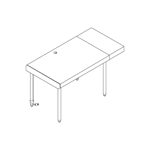 A line drawing - Leatherwrap Sit-to-Stand Desk–Drawer Right