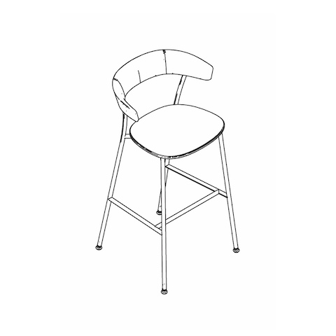 Line drawing of a bar-height Leeway Stool, viewed from above at an angle.