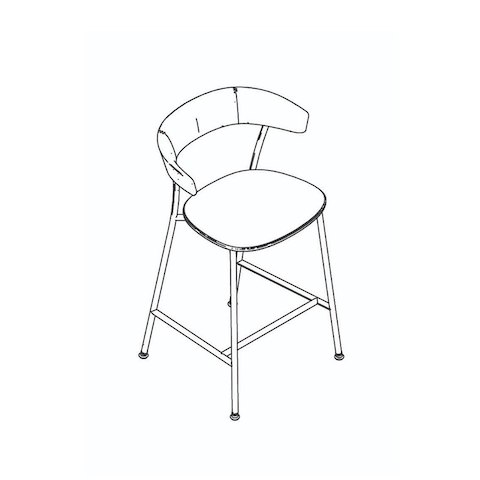 Line drawing of a counter-height Leeway Stool, viewed from above at an angle.