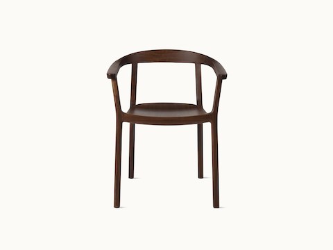 Lijn Armchair by Carole Baijings for Geiger in Persian Walnut frame, front view on a white sweep.