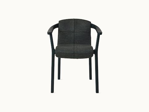 Lijn Side Chair by Carole Baijings for Geiger in Ebonized Oak frame, front view on a white sweep.