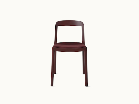 Lijn Side Chair by Carole Baijings for Geiger in Pumice frame upholstered with Maharam Rowan in Daydream, front view on a white sweep.