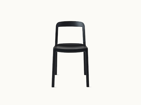 Lijn Side Chair by Carole Baijings for Geiger in Ebonized Oak frame, front view on a white sweep.