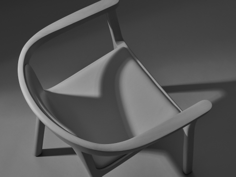 Lijn Armchair by Carole Baijings for Geiger in Light Beech frame upholstered with Maharam Prone Leather in Balsa, detail shot on a neutral background. Lijn Armchair by Carole Baijings for Geiger in Light Beech frame upholstered with Maharam Prone Leather in Balsa, detail shot on a neutral background.