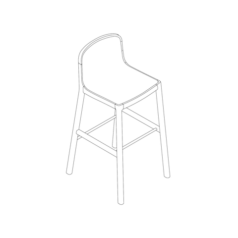 A line drawing - Lijn Stool–Bar Height–Fully Upholstered