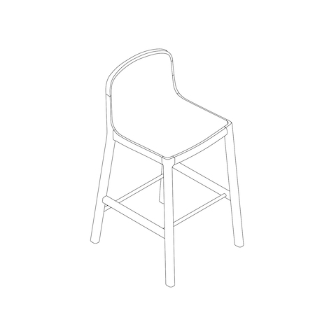 A line drawing - Lijn Stool–Counter Height–Fully Upholstered
