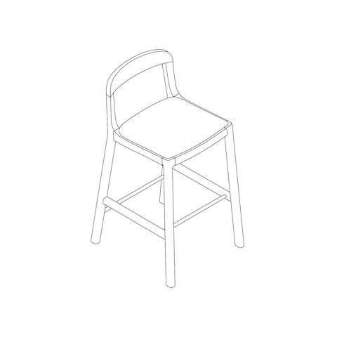 A line drawing - Lijn Stool–Counter Height–Open Back–Upholstered Seat
