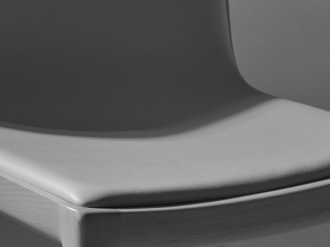 Lijn Stool by Carole Baijings for Geiger in Light Beech frame upholstered with Maharam Prone Leather in Balsa, detail shot on a neutral background. Lijn Stool by Carole Baijings for Geiger in Light Beech frame upholstered with Maharam Prone Leather in Balsa, detail shot on a neutral background.