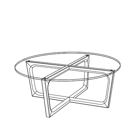 Line drawing of a round Loophole coffee table.