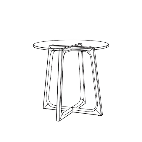 Line drawing of a round Loophole side table.