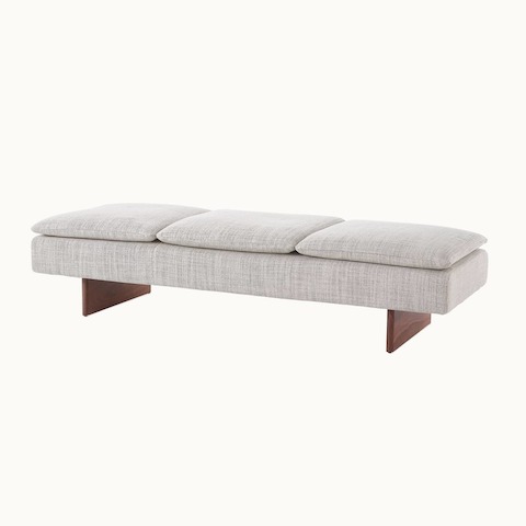 Mantle Bench, Mantle Lounge Seating, Capri Stone, Walnut Wood Base